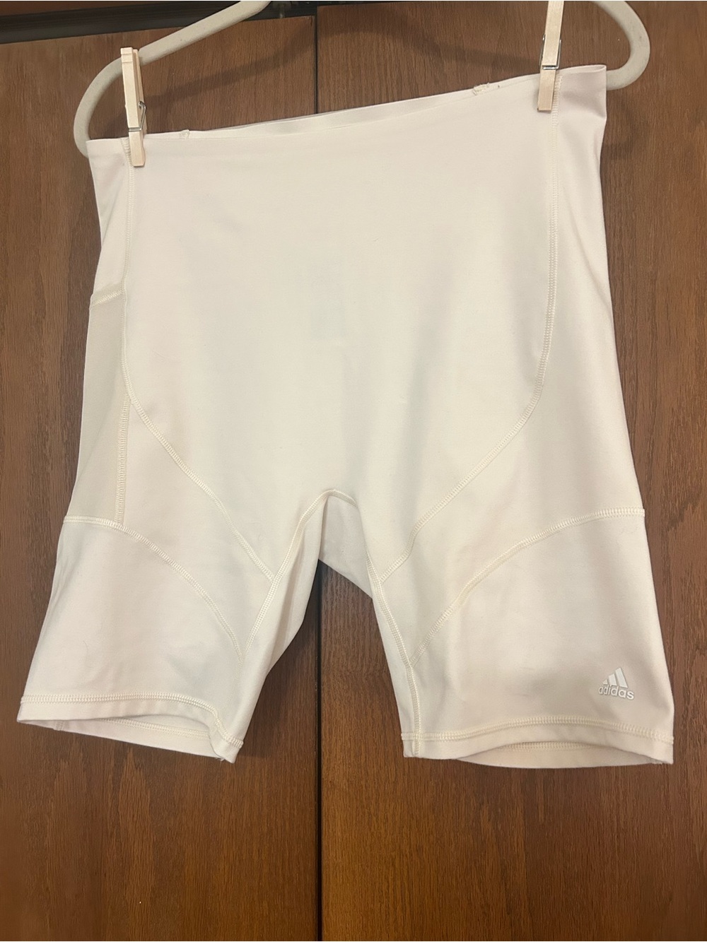 adidas Women's Cream High-Waist Bike Shorts with Subtle Logo